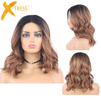 Ombre Brown Colored Synthetic Lace Wigs For Black Women Natural Wave Short Bob Wig Shoulder Length Orange Gray Hair Wigs X-TRESS
Ombre Brown Colored Synthetic Lace Wigs For Black Women Natural Wave Short Bob Wig Shoulder Length Orange Gray Hair Wigs X-TRESS