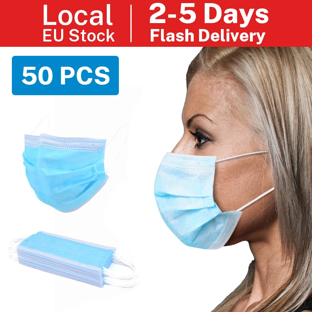 50 Pcs 3 Layer BFE98 Disposable Mask Anti Dust Mouth-muffle Face Masks Mouth Masks Breathable Mouth Cover 
50 Pcs 3 Layer BFE98 Disposable Mask Anti Dust Mouth-muffle Face Masks Mouth Masks Breathable Mouth Cover