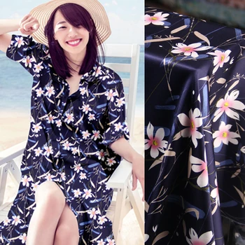 118CM Wide 19MM 93% Silk & 7% Spandex Pink Floral Print Stretch Blue Silk Satin Fabric for Dress Cheongsam Jacket D1115 
118CM Wide 19MM 93% Silk & 7% Spandex Pink Floral Print Stretch Blue Silk Satin Fabric for Dress Cheongsam Jacket D1115