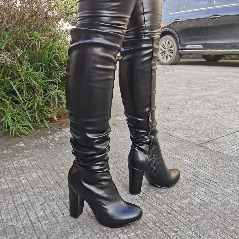 SEIIHEM Women Knee High Heeled Boots Black Faux Leather Side Zip Female Handmade Shoes Woman Donne Stivali Big Size 42 44 50 52
SEIIHEM Women Knee High Heeled Boots Black Faux Leather Side Zip Female Handmade Shoes Woman Donne Stivali Big Size 42 44 50 52
