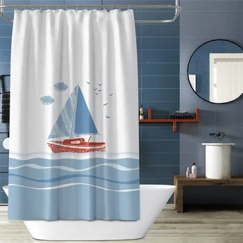 Sailing cartoon print shower curtain high quality polyester waterproof bathroom curtain shower curtain with hook
Sailing cartoon print shower curtain high quality polyester waterproof bathroom curtain shower curtain with hook