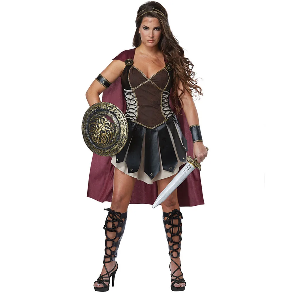 Древнеримские Греция греческий женский солдат Костюмы воинов маскарадный.
