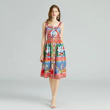 Fashion Designer Runway Dress Spring Summer Women's Spaghetti Strap Sleeveless Abstract Printing Beach Backlessl Sexy Midi Dress
Fashion Designer Runway Dress Spring Summer Women's Spaghetti Strap Sleeveless Abstract Printing Beach Backlessl Sexy Midi Dress