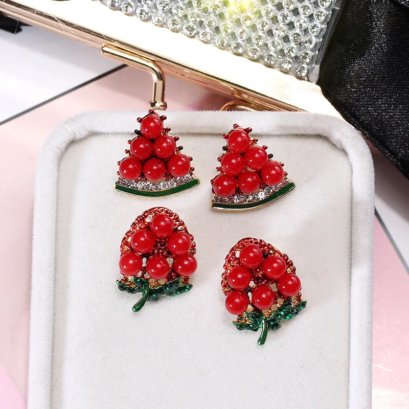 Watermelon Strawberry Earrings S925 Silver Needle Watermelon Strawberry temperament Earrings simple Earrings female 
Watermelon Strawberry Earrings S925 Silver Needle Watermelon Strawberry temperament Earrings simple Earrings female