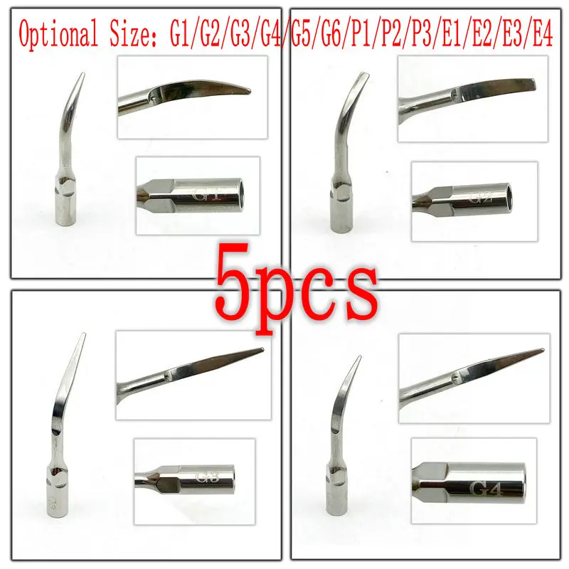 

5pcs Dental Ultrasonic Scaler Scaling Tip Fit EMS Woodpecker Dentist Tools G1/G2/G3/G4/G5/G6/P1/P2/P3/E1