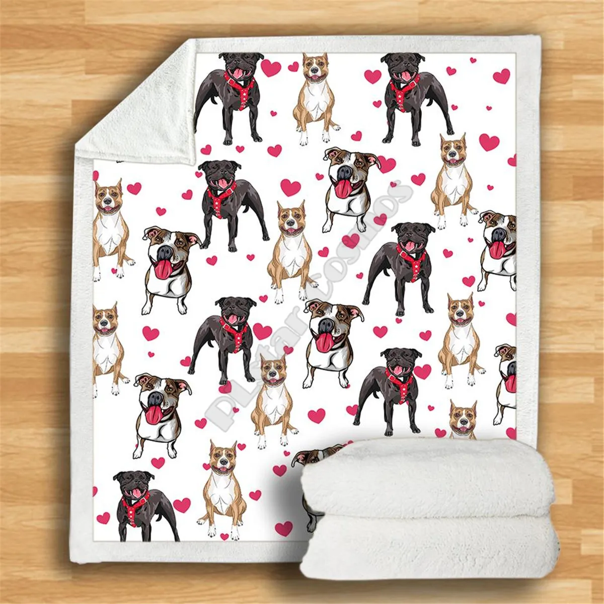 

Love Cute American Staffordshire Terrier Cozy Premium Fleece Blanket 3D printed Sherpa Blanket on Bed Home Textiles