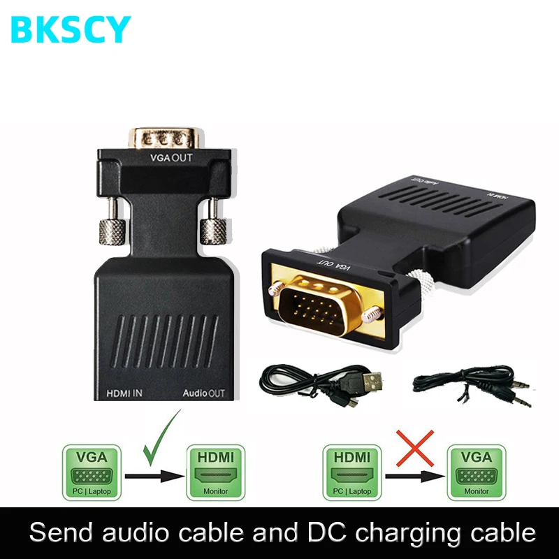Convertidor de Cable BKSCY VGA a HDMI con Adaptador de Audio VGA macho a HDMI hembra Cables 1080P para Monitor de HDTV proyector PC PS3
Convertidor de Cable BKSCY VGA a HDMI con Adaptador de Audio VGA macho a HDMI hembra Cables 1080P para Monitor de HDTV proyector PC PS3