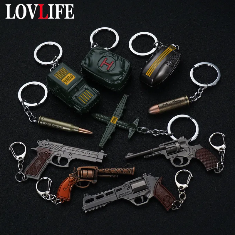 Metal PUBG Keychains Weapon Models Revolver Signal Pistol Key Chains Pendants Fashion Car Key Holder Alloy Gun Models Key Rings
Metal PUBG Keychains Weapon Models Revolver Signal Pistol Key Chains Pendants Fashion Car Key Holder Alloy Gun Models Key Rings