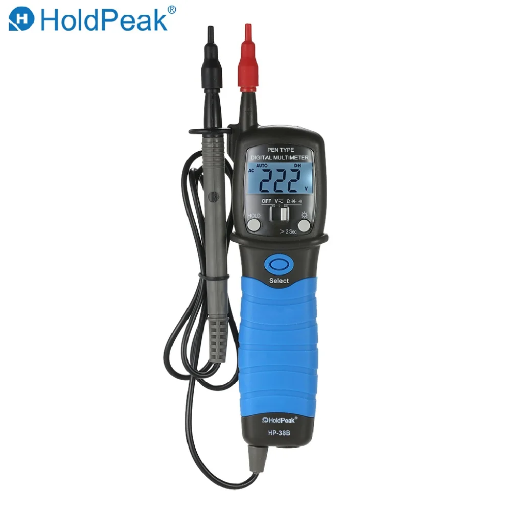 HoldPeak Handheld Backlight LCD Display Pen Type Digital Multimeter DC/AC Voltage Meter Resistance Diode Continuity Tester
HoldPeak Handheld Backlight LCD Display Pen Type Digital Multimeter DC/AC Voltage Meter Resistance Diode Continuity Tester