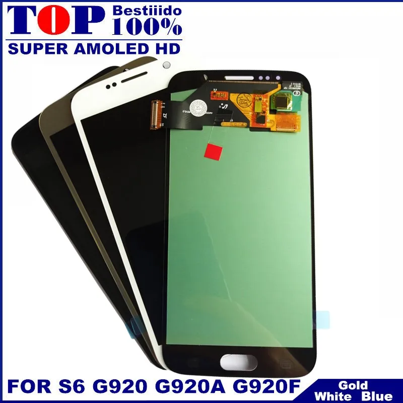 100% протестированный AMOLED для samsung S6 G920 G920F G920A G920FQ ЖК дисплей сенсорный дигитайзер