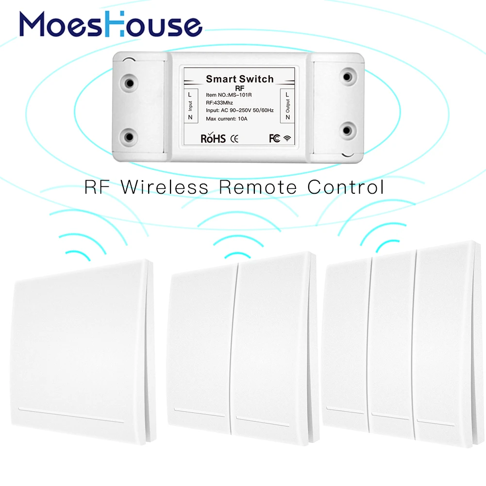433Mhz Wireless Smart Switch RF Remote Control Receiver Push Button Controller Wall Panel Transmitter,2 way/3 way Multi-Control
433Mhz Wireless Smart Switch RF Remote Control Receiver Push Button Controller Wall Panel Transmitter,2 way/3 way Multi-Control