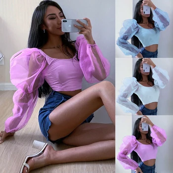Women Puff Sleeve Deep Square Neck See Through Lace Crop Top Blouse Shirt Loose
Women Puff Sleeve Deep Square Neck See Through Lace Crop Top Blouse Shirt Loose