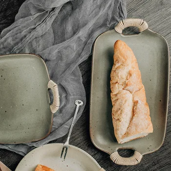 Pottery Plate Ceramic Plate Set Cutlery Dinner Tray Terracotta Dish Double Ears Plate Commercial Vintage Tray Dinnerware 1pcs
Pottery Plate Ceramic Plate Set Cutlery Dinner Tray Terracotta Dish Double Ears Plate Commercial Vintage Tray Dinnerware 1pcs