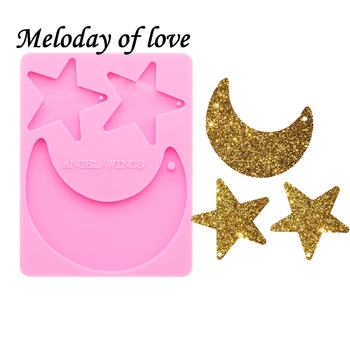 Shiny Star moon shape molds for keychains DIY epoxy resin keychain mold silicone rubber DY0121
Shiny Star moon shape molds for keychains DIY epoxy resin keychain mold silicone rubber DY0121