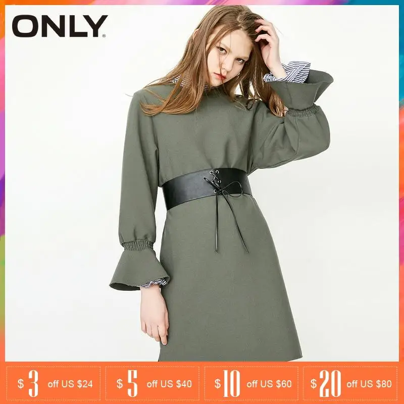 ONLY Spring Autumn Round Neckline Low-high Long-sleeved Dress |118107530 | Женская одежда