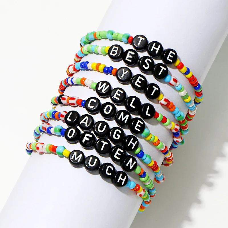 KOMi Colorful Personality Letters Bracelet & Bangle Set Words Star Beads Adjustable Bracelet for Women Hand Jewelry E0428
KOMi Colorful Personality Letters Bracelet & Bangle Set Words Star Beads Adjustable Bracelet for Women Hand Jewelry E0428