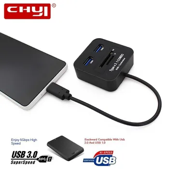Usb C 3.0 Hub Micro Type C To Multi Combo Usb3.0 Hab 4 Ports Mini Splitter With Card Reader Slot Super Speed Accessories For PC
Usb C 3.0 Hub Micro Type C To Multi Combo Usb3.0 Hab 4 Ports Mini Splitter With Card Reader Slot Super Speed Accessories For PC