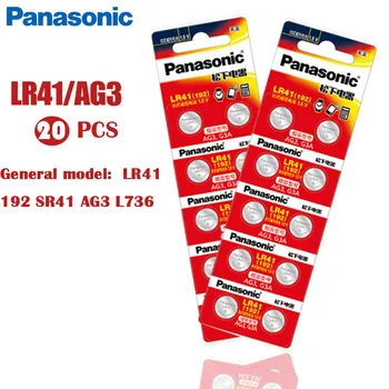 20Pcs Panasonic 192 Original 1.5V 0%Hg Button Cell Batteries LR41 192 SR41 AG3 G3A L736 192 392A For calculator toy smart watch 
20Pcs Panasonic 192 Original 1.5V 0%Hg Button Cell Batteries LR41 192 SR41 AG3 G3A L736 192 392A For calculator toy smart watch