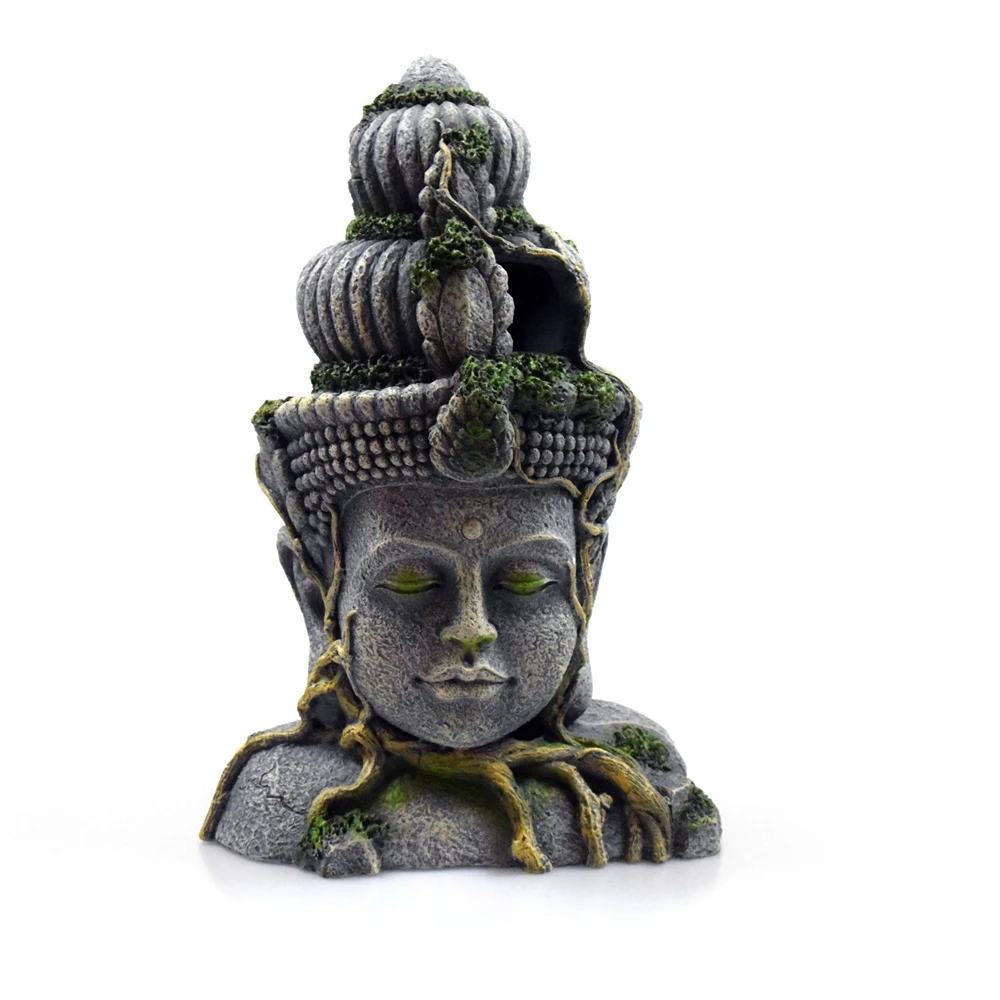 2 Buddha Aquarium Decorations Head Sculpture Aquarium Decor Ornament Large Fish Tank Decorations for 20-30 Gallon Aquarium