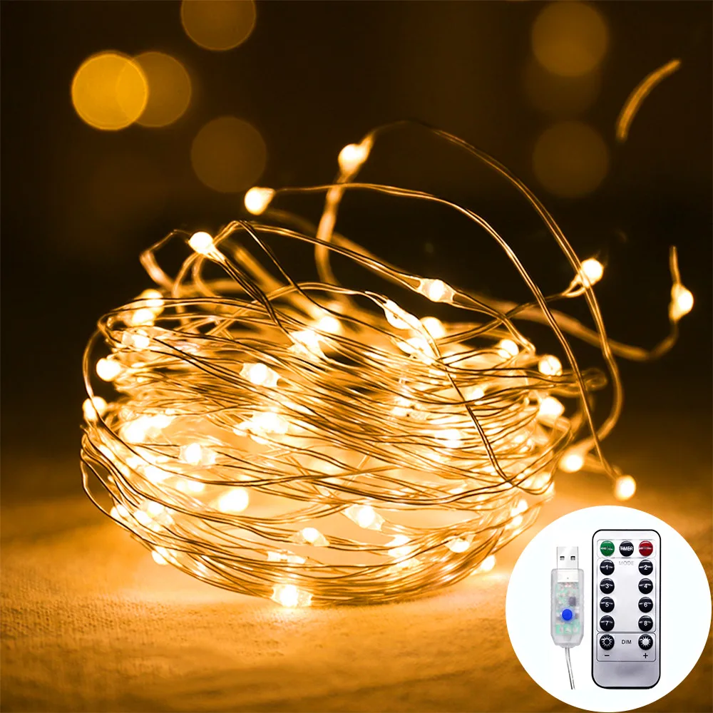 LED String Lights USB Charged Copper Wire Christmas Lights With Remote 8 Modes Decorated Party Room Holiday Wedding Garden Light
LED String Lights USB Charged Copper Wire Christmas Lights With Remote 8 Modes Decorated Party Room Holiday Wedding Garden Light