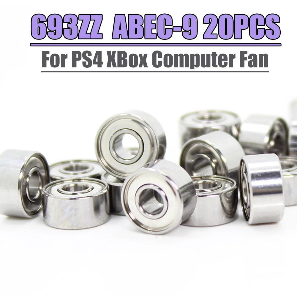 693ZZ Bearing 3*8*4 mm Computer Fan Ball Bearings 693 ZZ 20PCS ABEC-9 PC Cooling Case Fans R-830zz Repair FIX For PS4 XBox
693ZZ Bearing 3*8*4 mm Computer Fan Ball Bearings 693 ZZ 20PCS ABEC-9 PC Cooling Case Fans R-830zz Repair FIX For PS4 XBox
