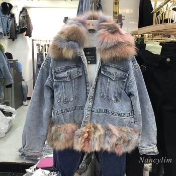 Real Fox Fur Denim Coat Women's Winter 2020 New Fashion Winter Warm Plus Thick Cropped Jeans Jacket Female Lady Outwears 
Real Fox Fur Denim Coat Women's Winter 2020 New Fashion Winter Warm Plus Thick Cropped Jeans Jacket Female Lady Outwears