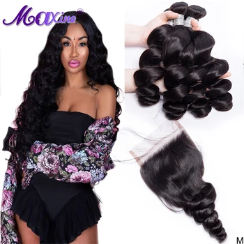 Loose Wave Bundles with Closure Brzazilian Hair Weave Human Hair Bundles with Closure 3 bundles with 4x4 Lace Closure Non-remy
Loose Wave Bundles with Closure Brzazilian Hair Weave Human Hair Bundles with Closure 3 bundles with 4x4 Lace Closure Non-remy