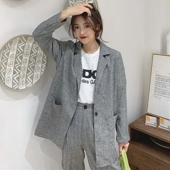 New 2020 Spring Vintage Elegant Women Plaid Blazers Suits Casual Jacket + High Waist Wide Leg Cropped Pants Female Two Piece Set
New 2020 Spring Vintage Elegant Women Plaid Blazers Suits Casual Jacket + High Waist Wide Leg Cropped Pants Female Two Piece Set