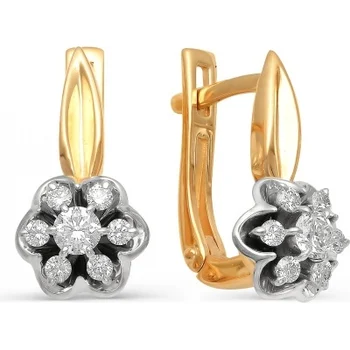 Alcor earrings flowers with diamonds in red gold 
Alcor earrings flowers with diamonds in red gold
