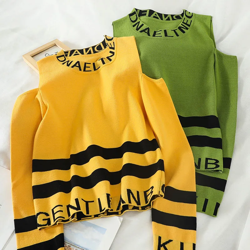 Women Off Shoulder Knitted Sweaters Women Round Neck Tops 2021 Spring Blouse For Women Fashion Pullover Lettering Rompers
Women Off Shoulder Knitted Sweaters Women Round Neck Tops 2021 Spring Blouse For Women Fashion Pullover Lettering Rompers