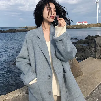 Womens Winter Lapel Wool Coat Trench Jacket Long Sleeve Overcoat Outwear Female Coat Warm Pocket Solid Long Outwear Y10.1
Womens Winter Lapel Wool Coat Trench Jacket Long Sleeve Overcoat Outwear Female Coat Warm Pocket Solid Long Outwear Y10.1