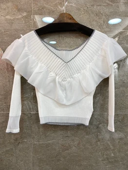 2020 Early Spring New Women's V-neck Outdoor Ruffles Stitching Knitted Decoration All-match Knitwear 408
2020 Early Spring New Women's V-neck Outdoor Ruffles Stitching Knitted Decoration All-match Knitwear 408