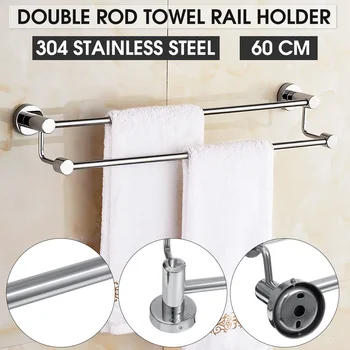 NEW Wall Mounted Double Towel Rack Hotel Rail Stainless Steel Tube Storage Rack Organizer Bathroom Hardware Holder 60cm
NEW Wall Mounted Double Towel Rack Hotel Rail Stainless Steel Tube Storage Rack Organizer Bathroom Hardware Holder 60cm
