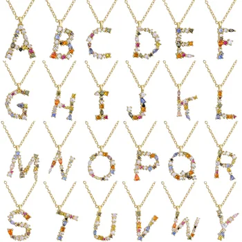 925 Sterling Silver Gold Color Rainbow CZ Letter Necklace Chokers for Women Colorful Initial Alphabet Pendant Neacklace Jewelry
925 Sterling Silver Gold Color Rainbow CZ Letter Necklace Chokers for Women Colorful Initial Alphabet Pendant Neacklace Jewelry