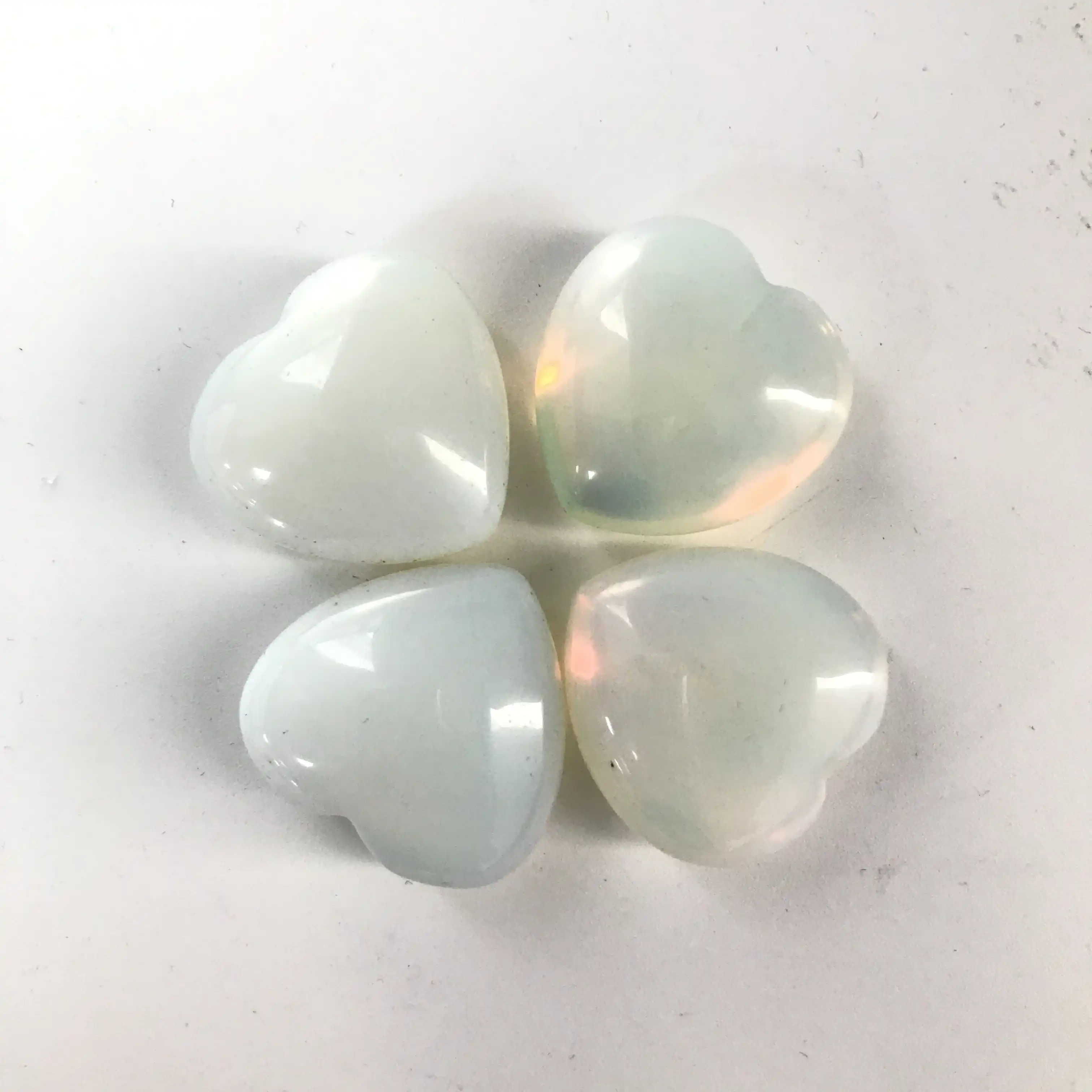 wholesale decorative 2 pcs opal stone carved crystal heart gift