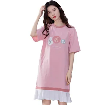 Summer new pure cotton pajamas women comfortable home clothes short sleeve girls nightdress 
Summer new pure cotton pajamas women comfortable home clothes short sleeve girls nightdress