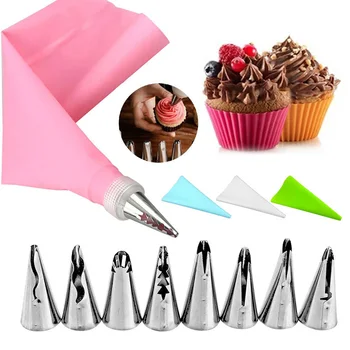 10Pcs/Set Silicone Kitchen Accessories Icing Piping Cream Pastry Bag 8 Stainless Steel Nozzle Set DIY Cake Decorating Tips Set 
10Pcs/Set Silicone Kitchen Accessories Icing Piping Cream Pastry Bag 8 Stainless Steel Nozzle Set DIY Cake Decorating Tips Set