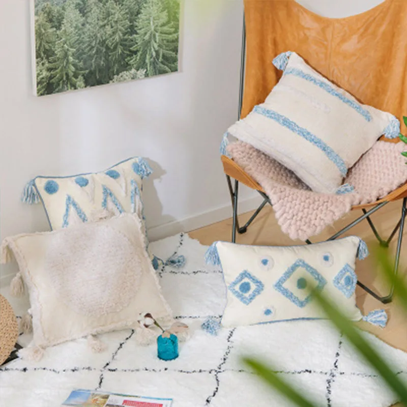 Hand-woven Pillowcase Sofa Cushion in Cotton Embroidery Tufted Pillowcase Moroccan Geometric Tassel Cushion Cover Indian
Hand-woven Pillowcase Sofa Cushion in Cotton Embroidery Tufted Pillowcase Moroccan Geometric Tassel Cushion Cover Indian