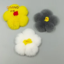 100% レックスウサギの毛皮黄色草の花 Diy のジュエリーアクセサリー靴アパレル帽子パンツスカーフショール利用可能(China)