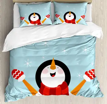 Christmas Duvet Cover Set Happy Smiling Snowman with Ornate Snowflakes Cheering Joyful Graphic Character Decorative 3 Piece
Christmas Duvet Cover Set Happy Smiling Snowman with Ornate Snowflakes Cheering Joyful Graphic Character Decorative 3 Piece
