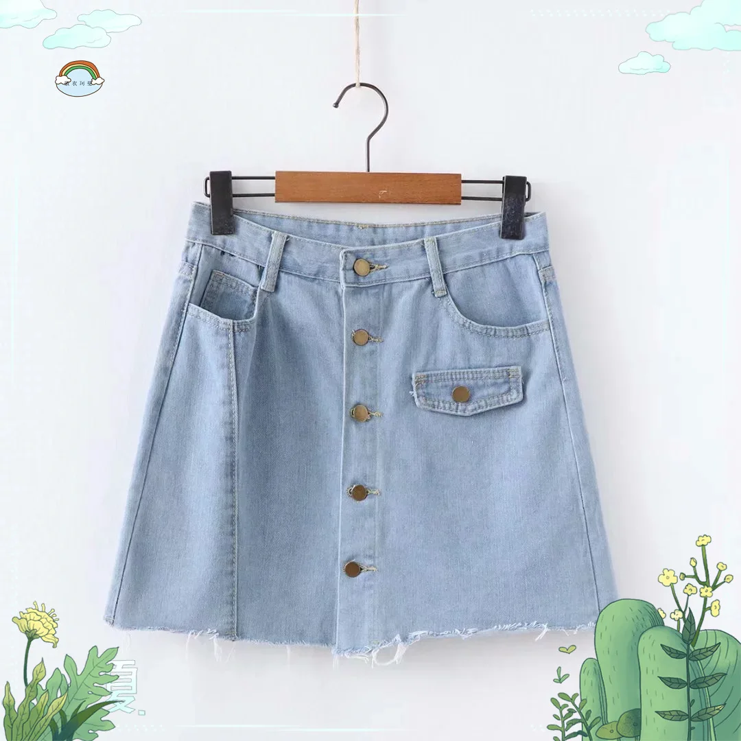 Japanese-style Mori Girl Line 2019 Summer New Style Fresh And Sweet Artistic Solid Color Single-Row Brass Buckle Cowboy Half-len 
Japanese-style Mori Girl Line 2019 Summer New Style Fresh And Sweet Artistic Solid Color Single-Row Brass Buckle Cowboy Half-len