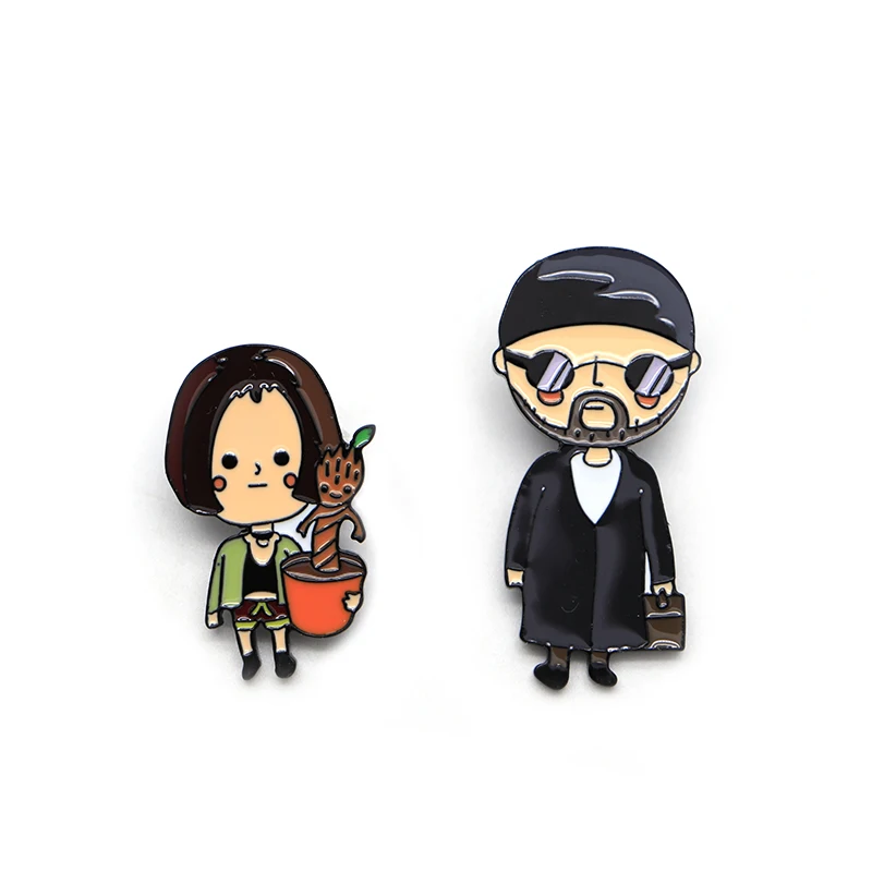 

Movie The Professional Brooches Leon and Mathilda Enamel Pin for Kids Lapel Pin Hat Bag Pins Women Brooch Couple Badge S68