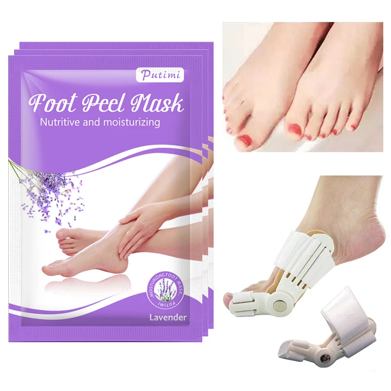 1pair Bunion Splint Big Toe Straightener Corrector + 3pair Exfoliating Foot Mask Peeling for Legs Feet Mask Socks for Pedicure
1pair Bunion Splint Big Toe Straightener Corrector + 3pair Exfoliating Foot Mask Peeling for Legs Feet Mask Socks for Pedicure