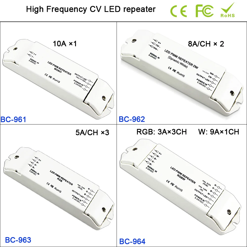 1CH/2CH/3CH/4CH High Frequency constant voltage led power repeater,DC5-24V single color/DW/RGB/RGBW led strip light controller
1CH/2CH/3CH/4CH High Frequency constant voltage led power repeater,DC5-24V single color/DW/RGB/RGBW led strip light controller