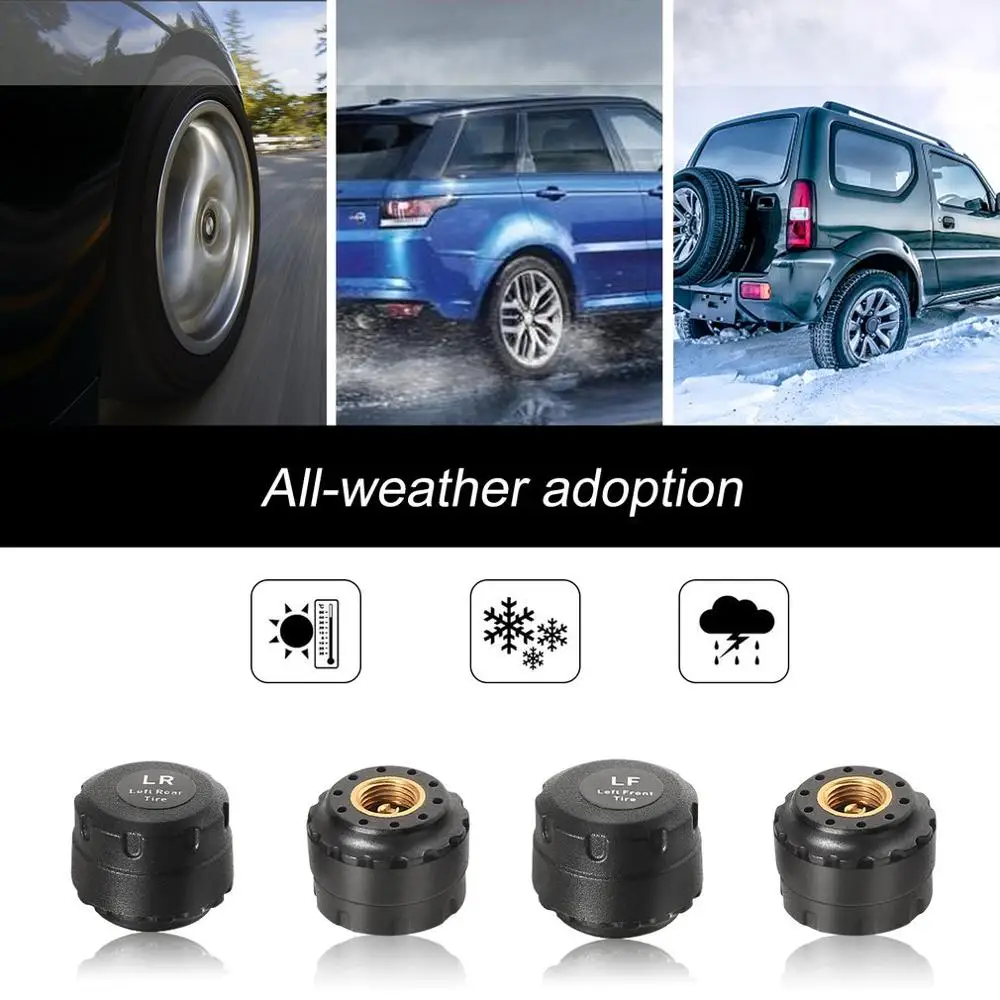 Touch Solar Wireless Tire Pressure Monitoring System TPMS with 4 External Sensors Audio Alarm Measuring Pressure/Temperature
Touch Solar Wireless Tire Pressure Monitoring System TPMS with 4 External Sensors Audio Alarm Measuring Pressure/Temperature