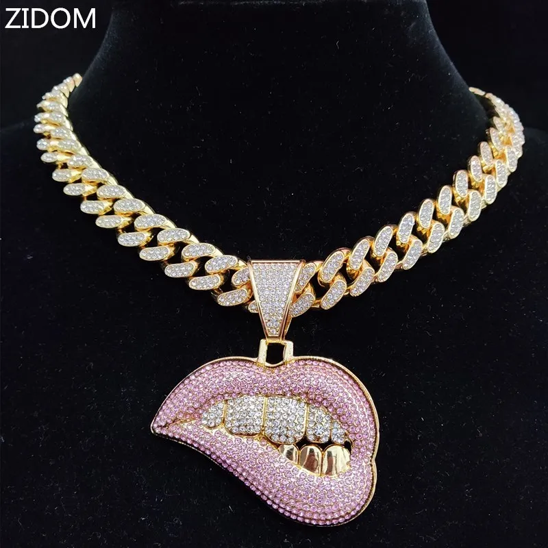 Ожерелье с кулоном в форме губ стиле хип-хоп для мужчин и женщин украшение из