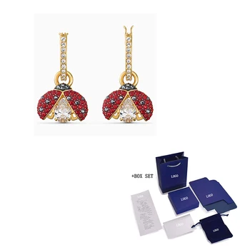 Fashion SWA New SPARKLING DANCE LADYBUG Pierced Earrings Gold Color Cute Red Love Bird Decoration Crystal Female Romantic Gift 
Fashion SWA New SPARKLING DANCE LADYBUG Pierced Earrings Gold Color Cute Red Love Bird Decoration Crystal Female Romantic Gift