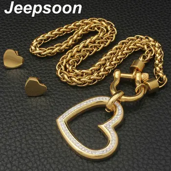 2 Colors High Quality Fashion Jewelry Stainless Steel Chain Heart Necklace & Bracelet Set For Woman SBJJGFDF
2 Colors High Quality Fashion Jewelry Stainless Steel Chain Heart Necklace & Bracelet Set For Woman SBJJGFDF