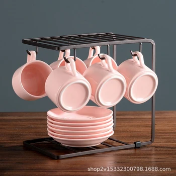 Coffee Mug Metal Organizer Shelf Cup Holder with 6 Hooks Mug Cup Coaster Saucer Display Rack Storage Rack for Kitchen Bar
Coffee Mug Metal Organizer Shelf Cup Holder with 6 Hooks Mug Cup Coaster Saucer Display Rack Storage Rack for Kitchen Bar
