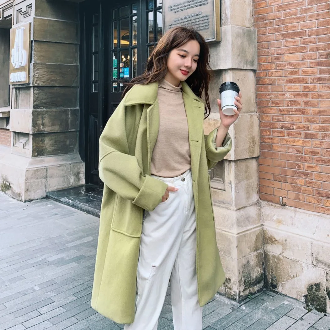 Photo Shoot CHIC Simple Versatile Faux Cashmere Avocado Green Mid-length Fold-down Collar Single Breasted Woolen Cloth Coat Wome
Photo Shoot CHIC Simple Versatile Faux Cashmere Avocado Green Mid-length Fold-down Collar Single Breasted Woolen Cloth Coat Wome